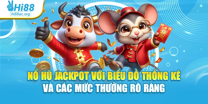 Nổ hũ jackpot với biểu đồ thống kê và các mức thưởng rõ ràng